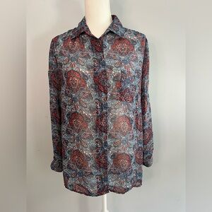 Band of Gypsies | Boho Paisley Print Blouse, size small